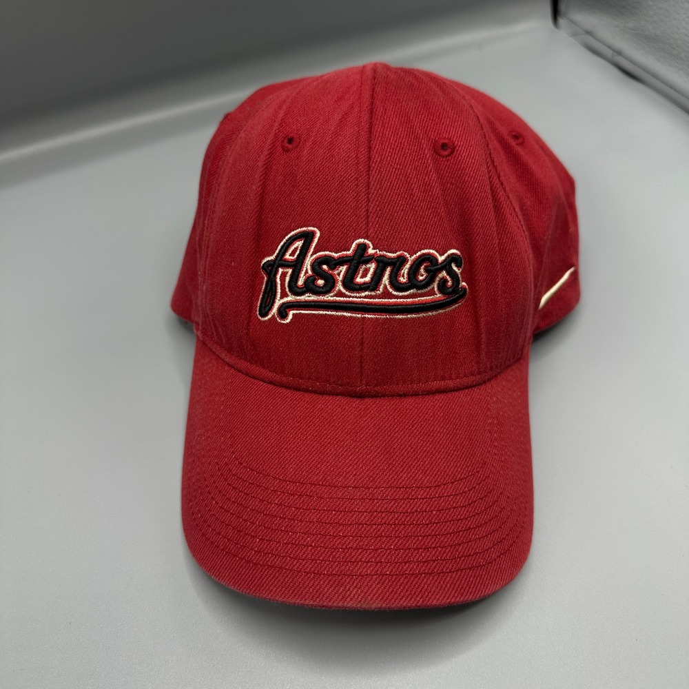 VTG Nike Houston Astros Red Baseball Cap Embroidered Script Logo HO06 Mens Hat - Picture 2 of 7